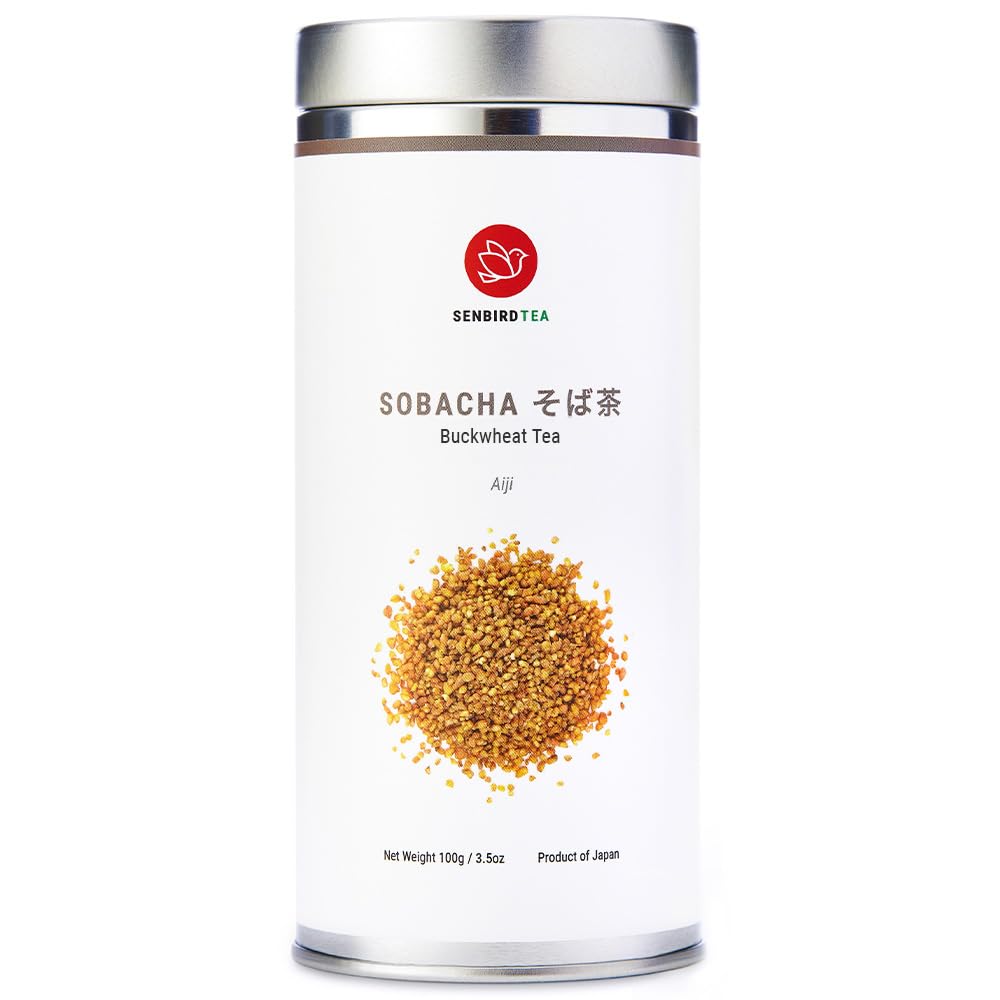Senbird Premium Sobacha - Japanese Soba Buckwheat Tea - Anxiety Relief for Stressful Workdays in Airtight Tea Tin (|5oz/