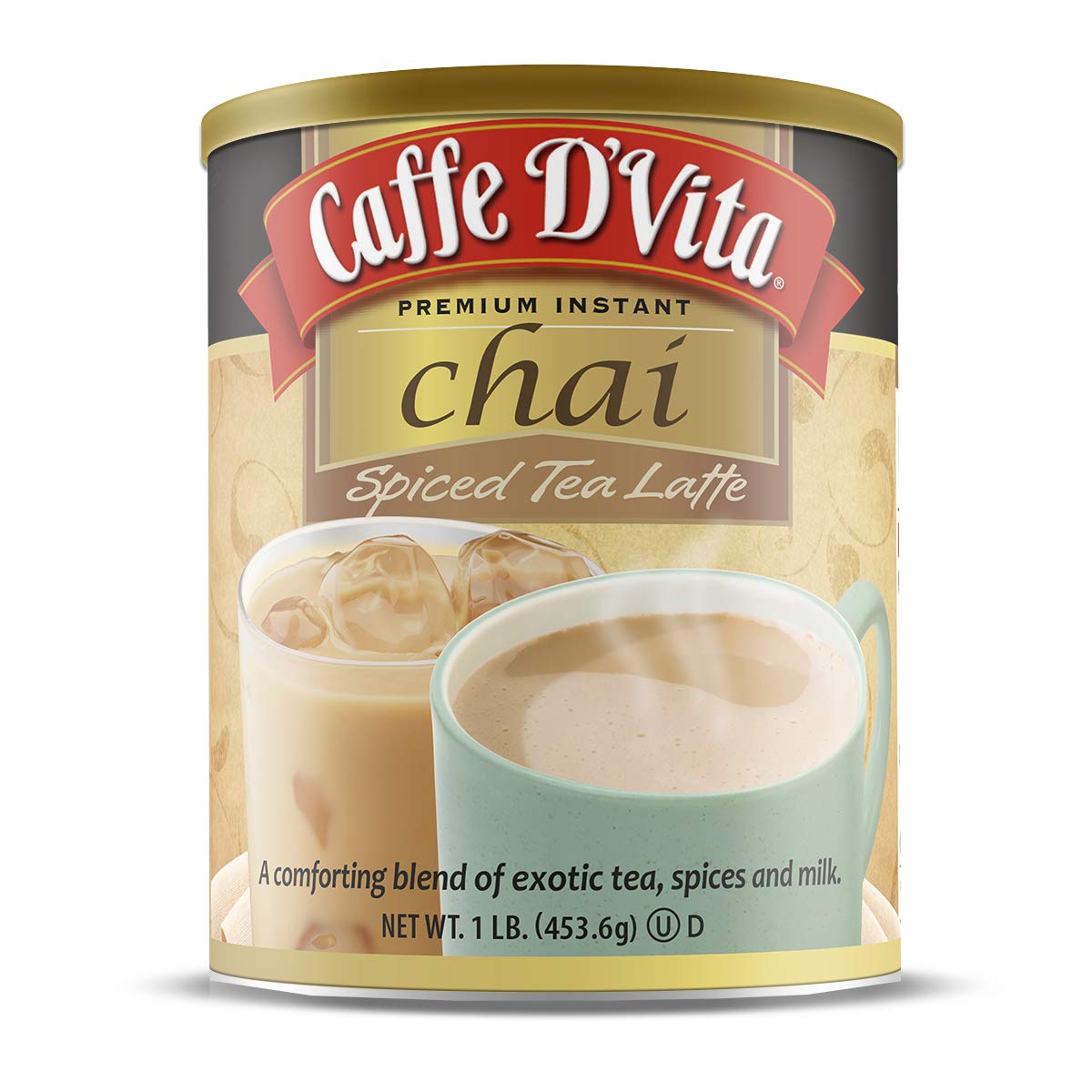 Caffe D'Vita Spiced Chai Latte Mix - Chai Tea Latte Powder Mix, Gluten Free, No Cholesterol, No Trans Fat, Spiced Chai