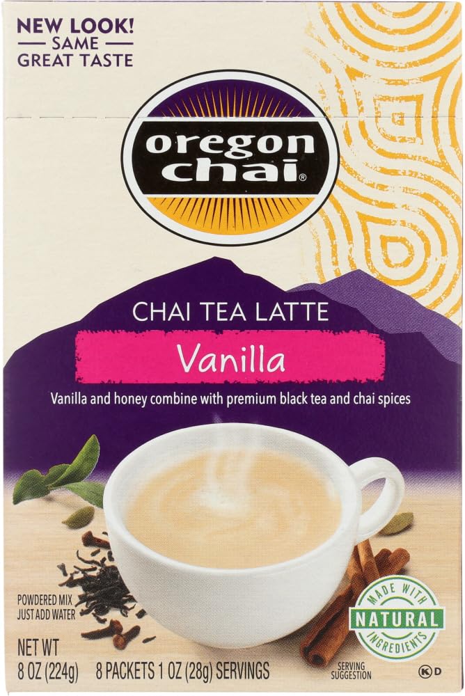 Oregon Chai Vanilla Chai Tea Latte for Adults - Coffee Shop Style at Home - Spiced Flavor - 8 Ounce