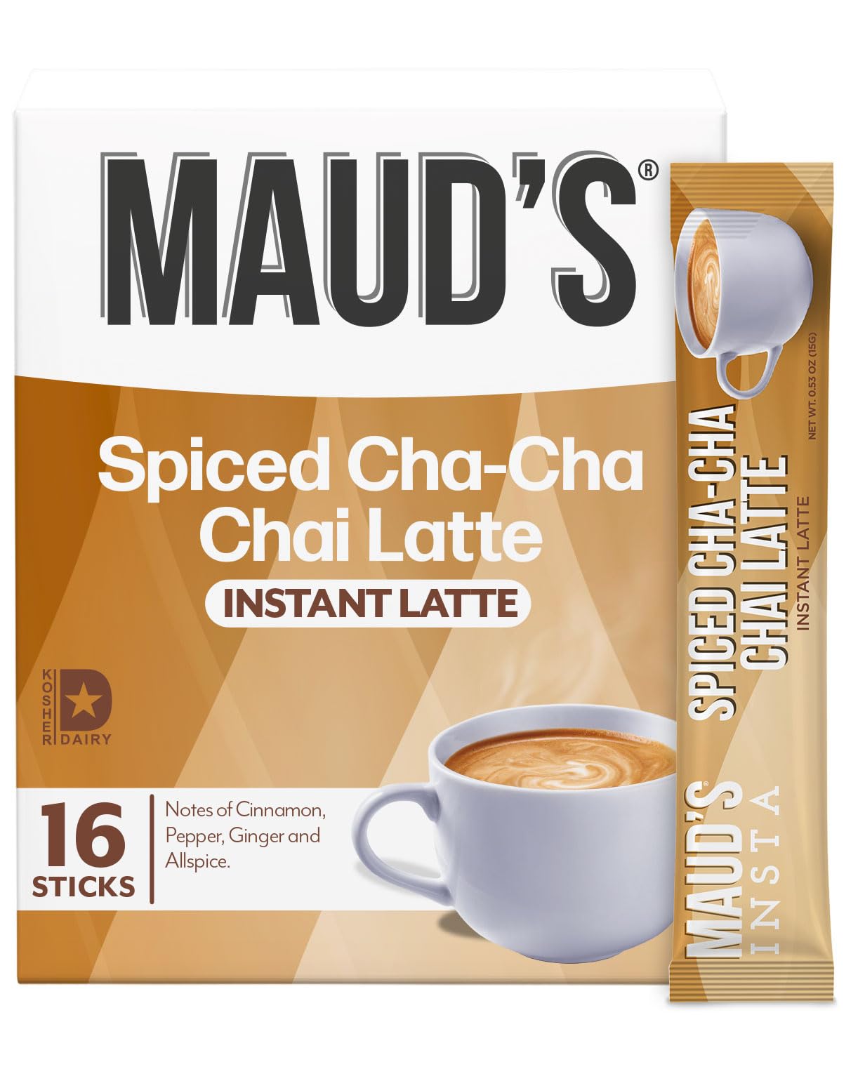 MAUD'S Spiced Chai Tea Latte Instant Packets for Adults, Perfect for Daily Relaxation - 16 ct, 100% Gourmet Blended Tea