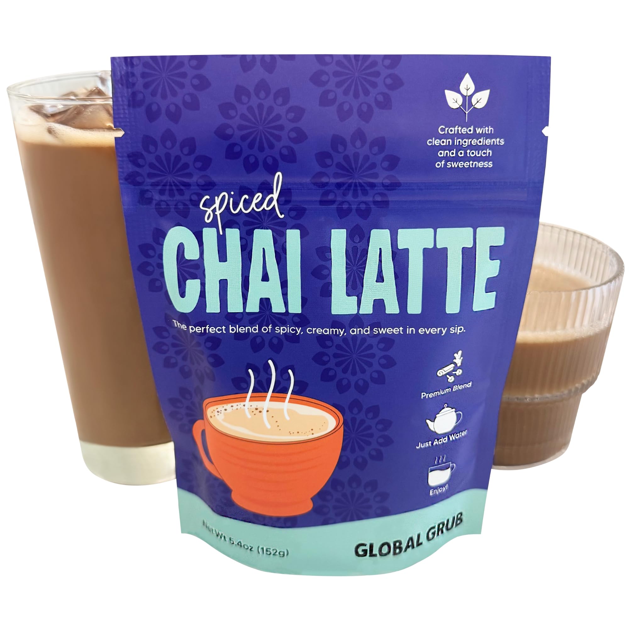 Global Grub Spiced Chai Latte Mix - Effortless Instant Chai, Just Add Water - Enjoy Hot or Iced
Global Grub Spiced Cha