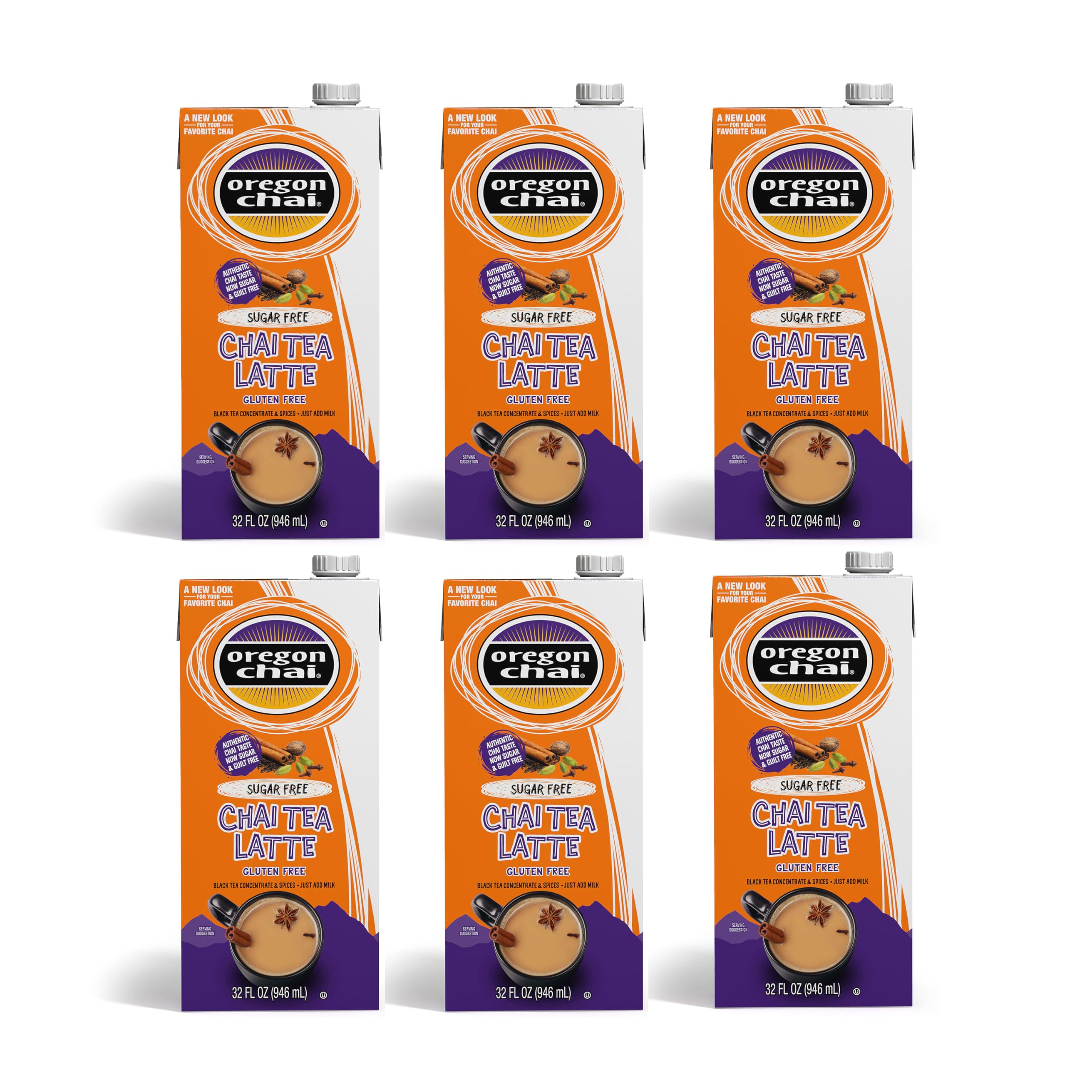 Oregon Chai Sugar Free Concentrate for Tea Lovers, 32 oz Bottle, Perfect for Chai Afficionados, Flavorful & Sweetened wi